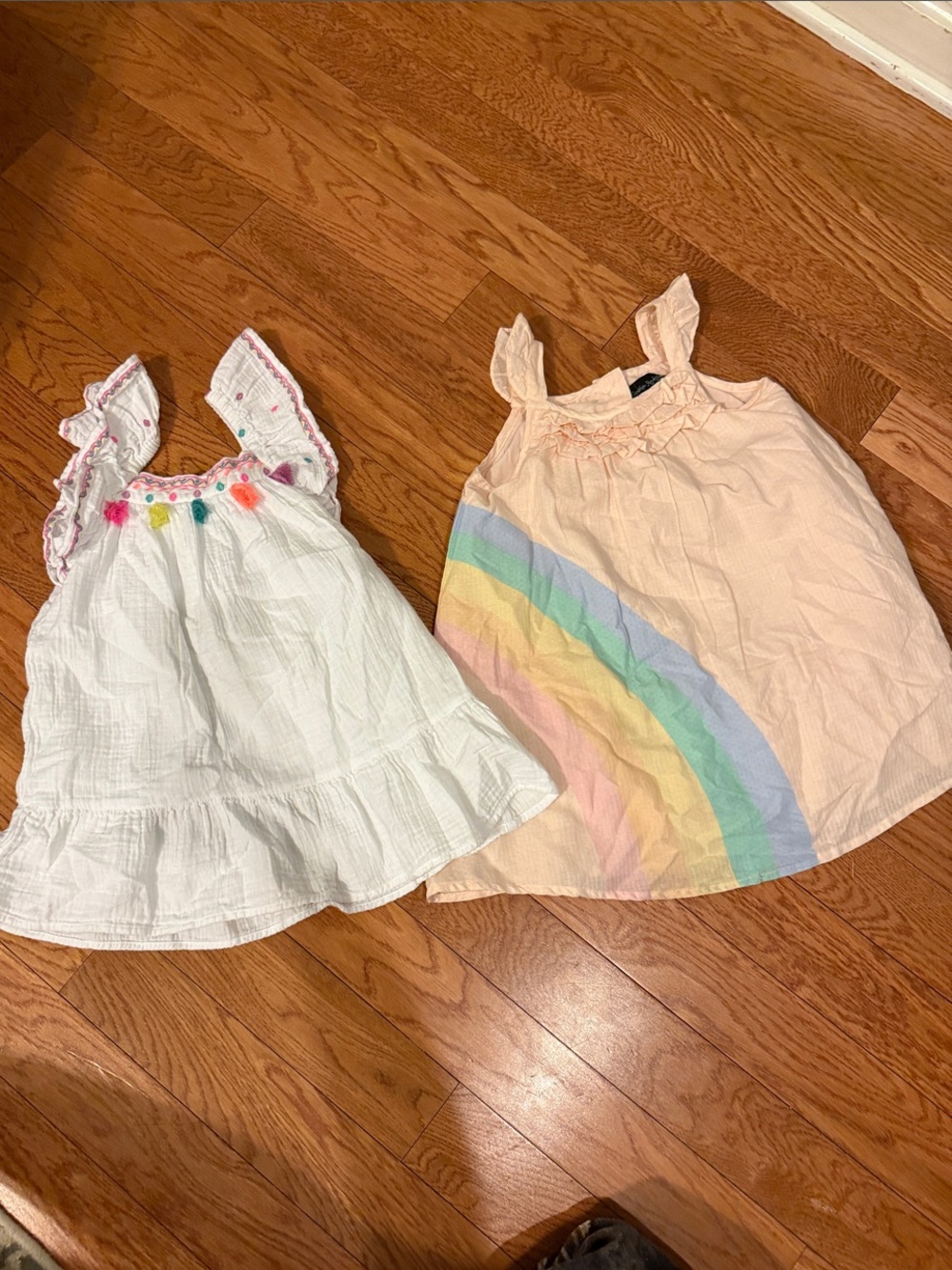 Cynthia Rowley Peach Sundress with Rainbow and White Cat&Jack dress 3t